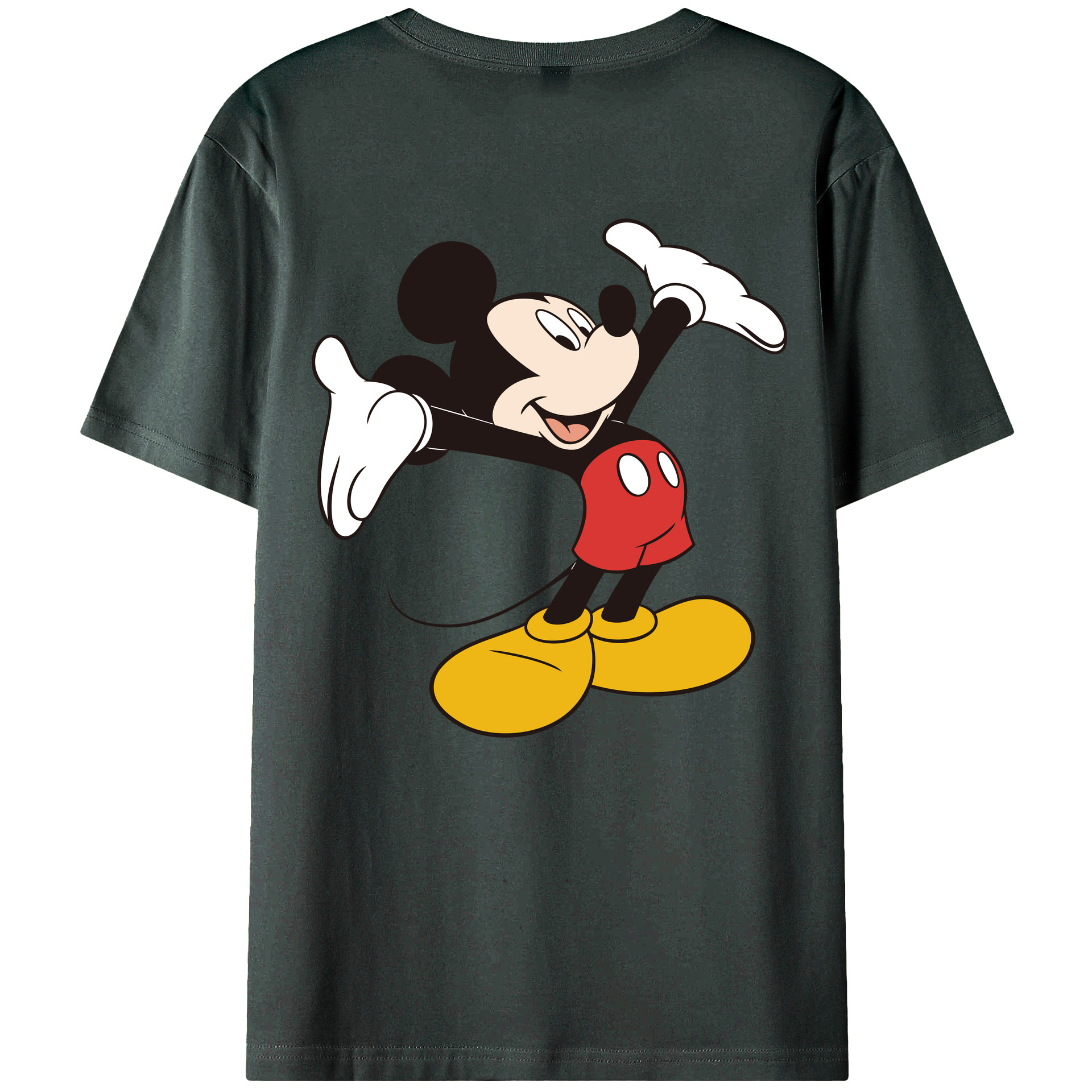 ミッキーマウス Mickey Mouse 綿100％ メンズ半袖Tシャツ（バックプリント） 通気性